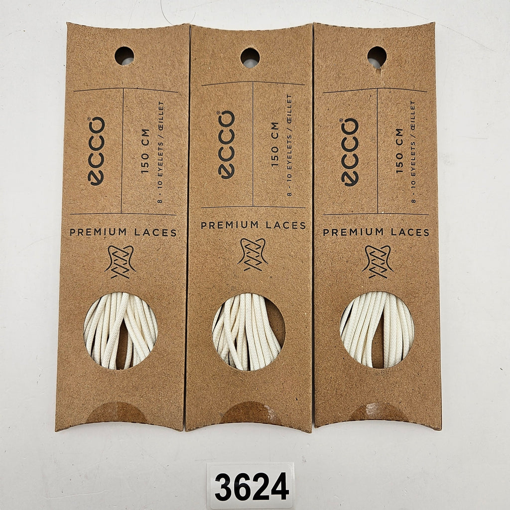 LOT OF 3 - ECCO PREMIUM LACES 150CM WHITE ROUND NIB 1X3 PAIRS