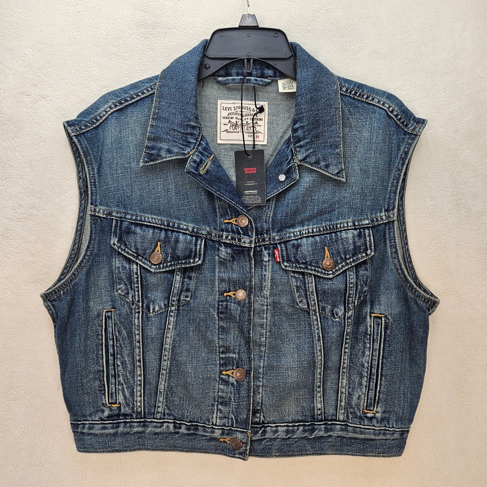 LEVI'S WOMEN'S MEDIUM SHRUNKEN '90S LINEN+ DENIM LIGHTWEIGHT VEST