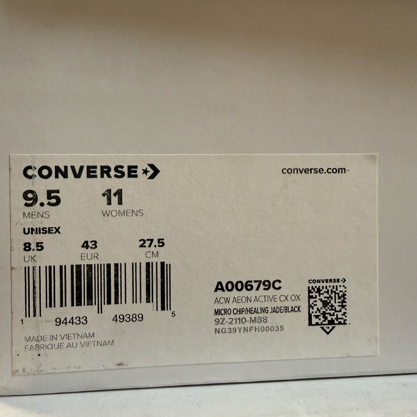 CONVERSE X A-COLD-WALL MEN'S 9.5 WOMEN'S 11 AEON ACTIVE CX MICRO CHIP RUNNER NIB