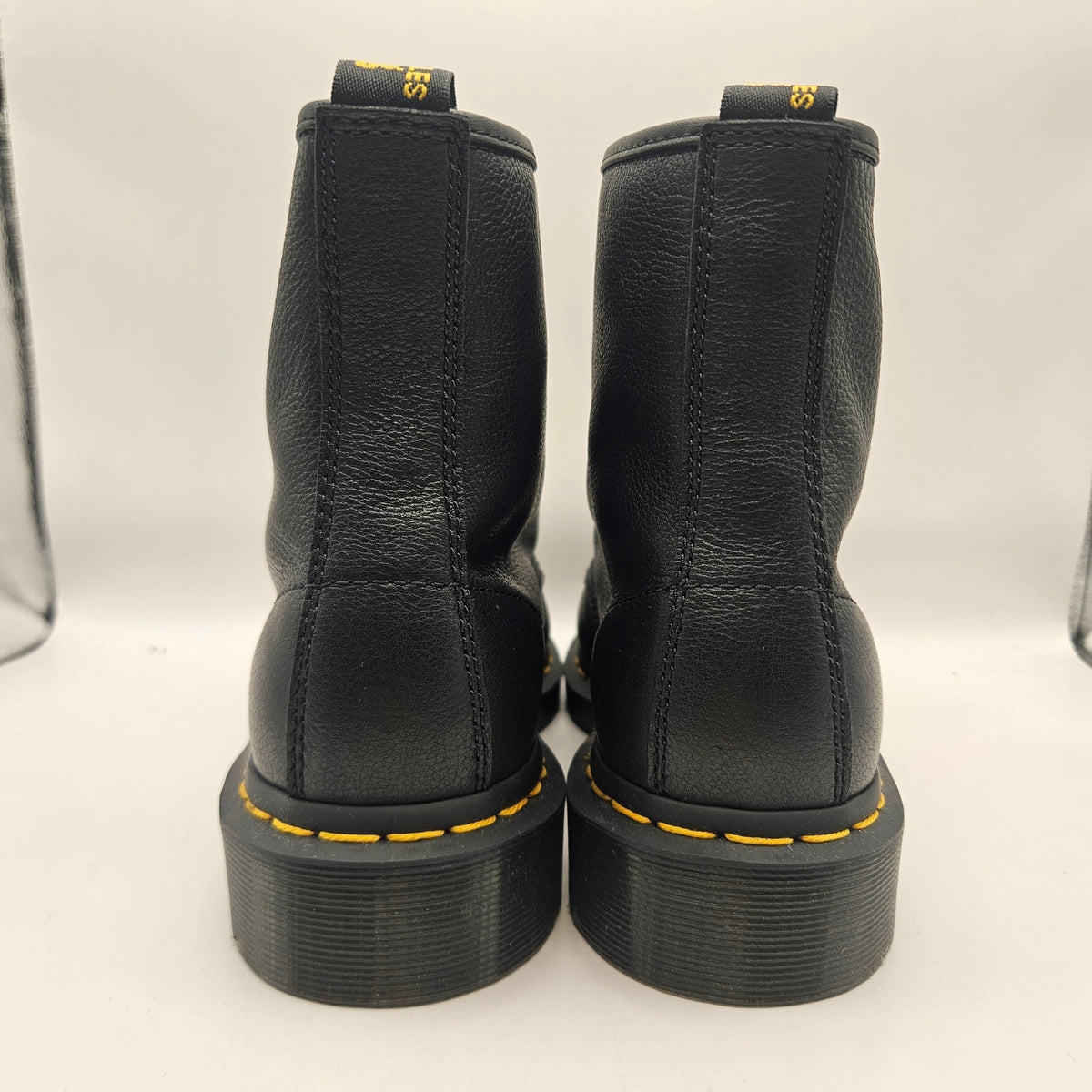 DR MARTENS WOMEN'S 8 MP 1460 LUNAR BLACK LEATHER ZIP TOE PLATE NWOB