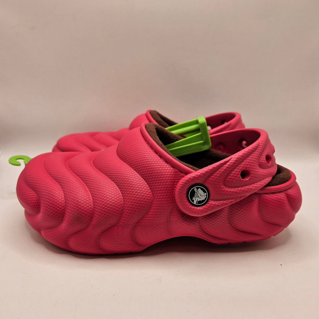 CROCS WOMEN'S 5 ECHO WAVE CLOG PINK MAROON LINED FLEECE SLIP ON SHOES NWT