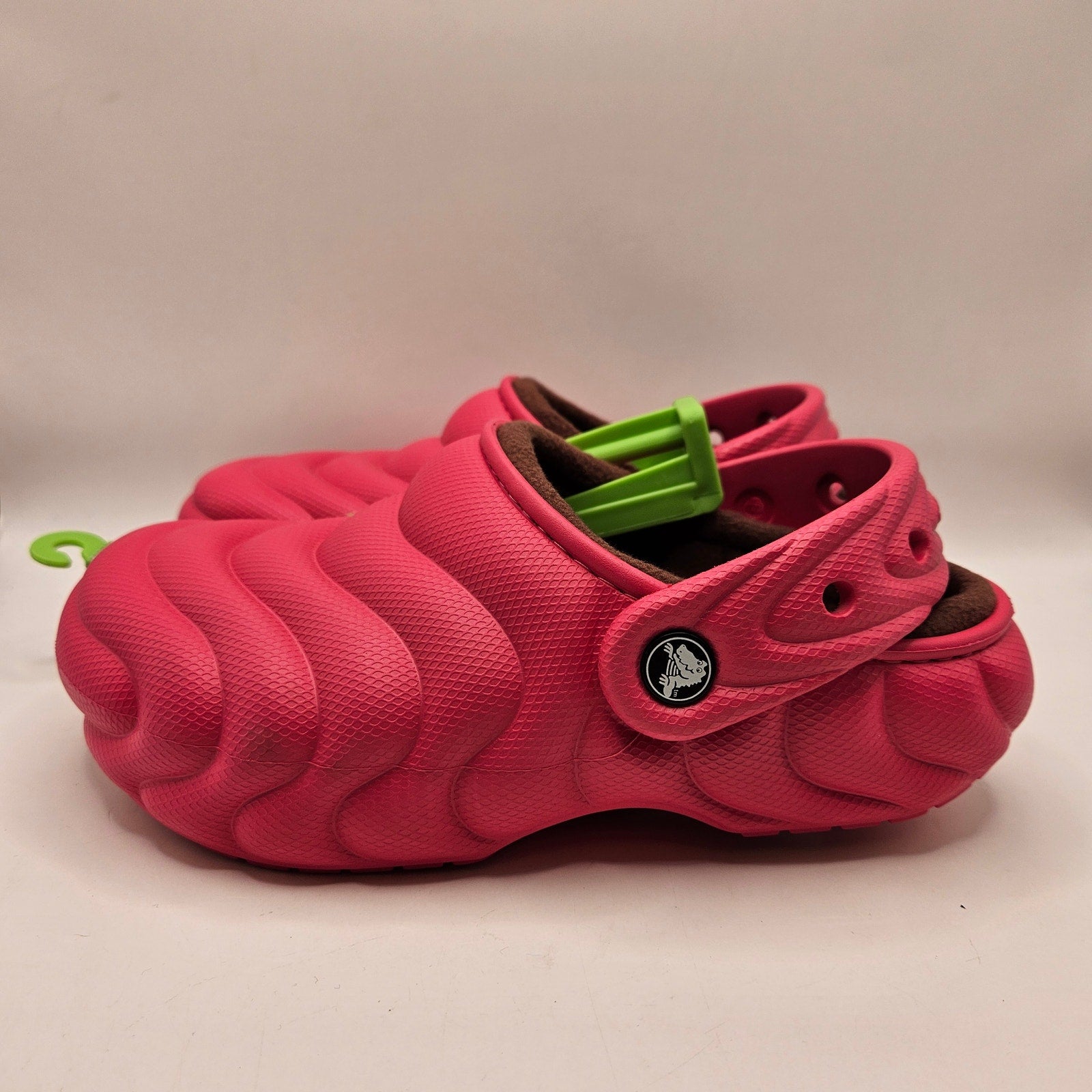 CROCS WOMEN'S 5 ECHO WAVE CLOG PINK MAROON LINED FLEECE SLIP ON SHOES NWT