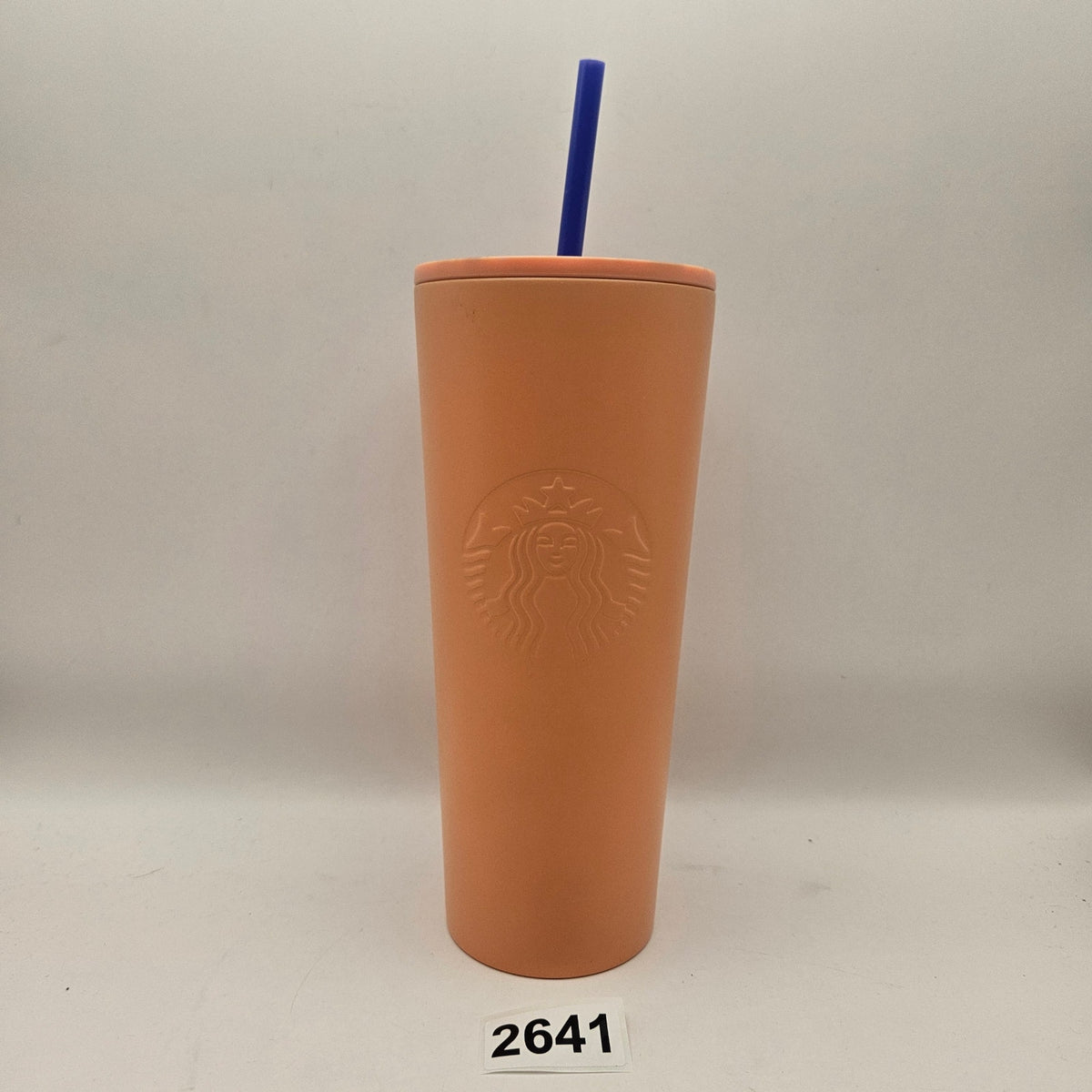 STARBUCKS 24oz MATTE PEACH ORANGE HIBISCUS LID TUMBLER NWT