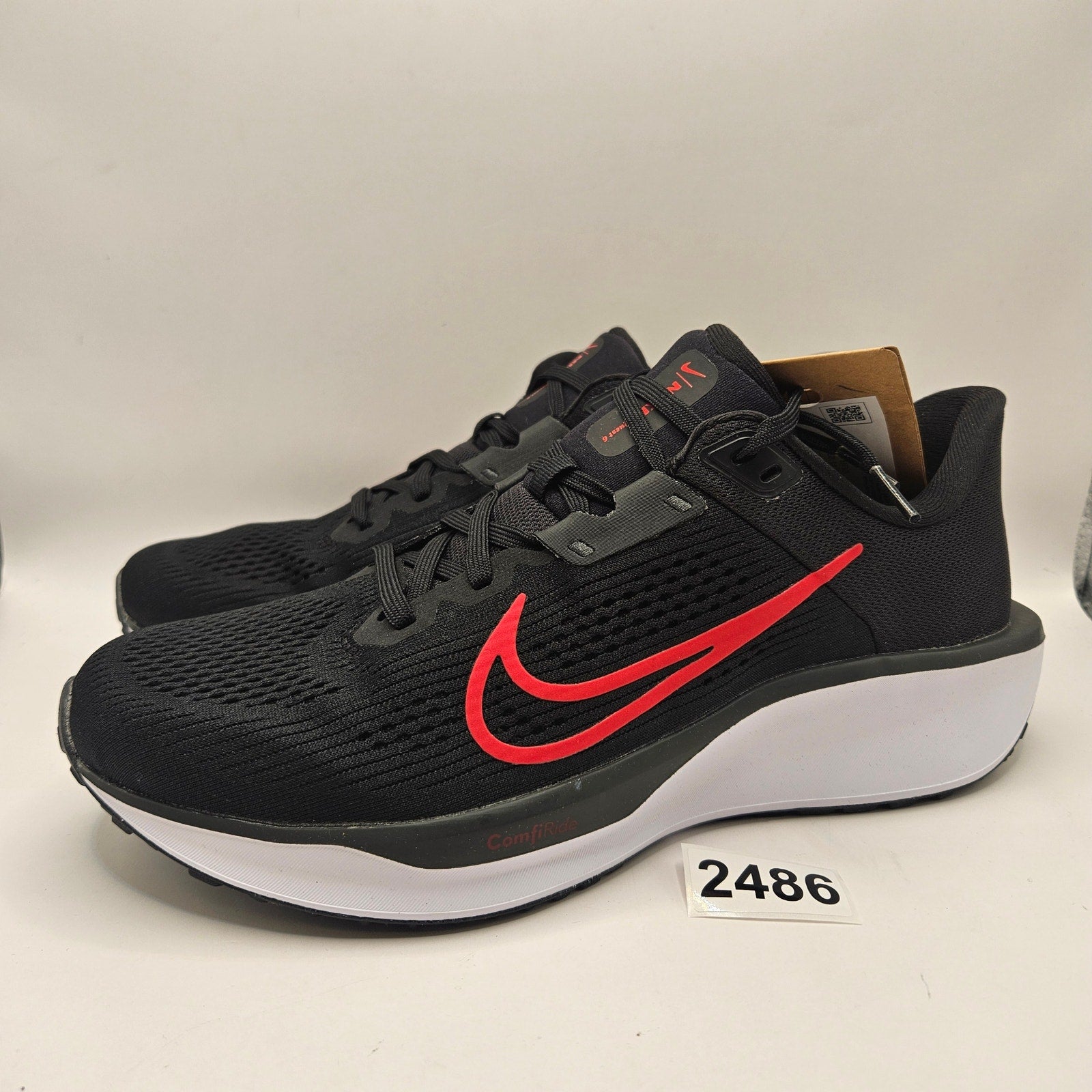 NIKE MEN'S 8.5 QUEST 6 BLACK WHITE UNIVERSITY RED FD6033-011 NWOB