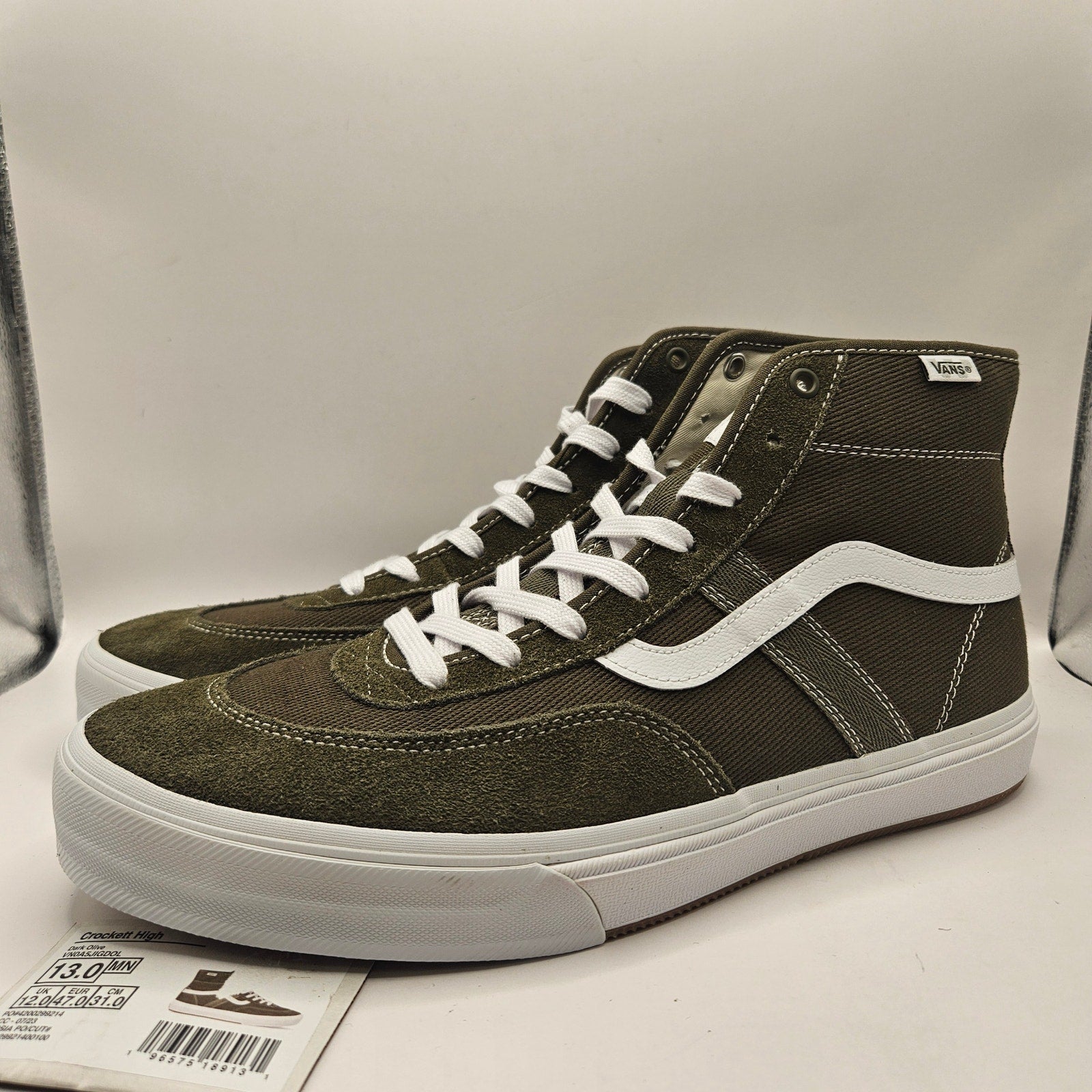 VANS MEN'S 13 CROCKETT HIGH DARK OLIVE TURE WHITE NWOB