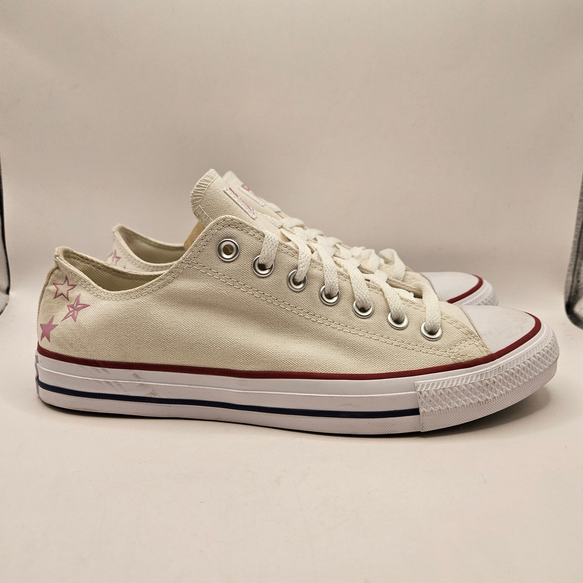 CONVERSE MENS 9 CHUCK TAYLOR ALL STAR CELESTIAL LOW CANVA SNEAKER WHITE ROSEHITE