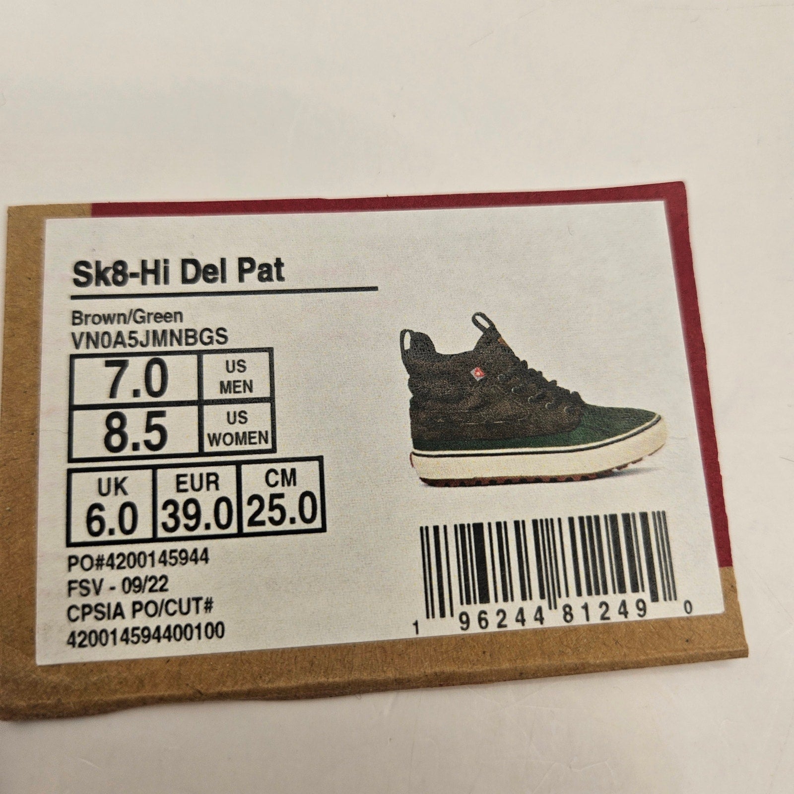 VANS MEN'S 7 SK8-HI DEL PATO MTE-2 UTILITY BOOTS BROWN GREEN NWOB WATERPROOF