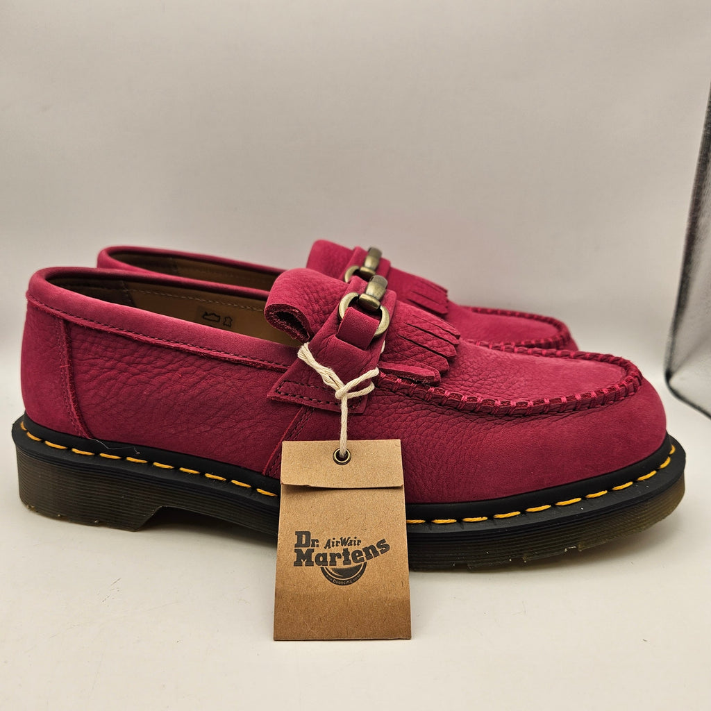 DR MARTENS MEN'S 10 UNISEX ADRIAN SNAFFLE FUCHSIA PINK NUBUCK LEATHER LOAFERS