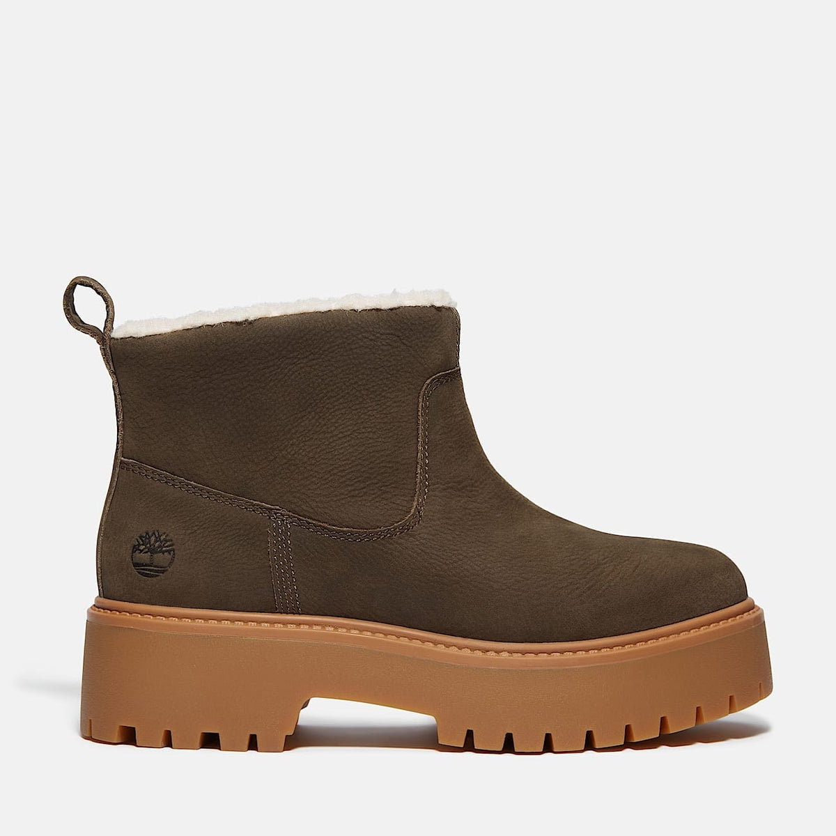 TIMBERLAND WOMEN'S 6.5 STONE STREET MID WARM LINED BOOT DK BROWN FULL GRAIN NIB