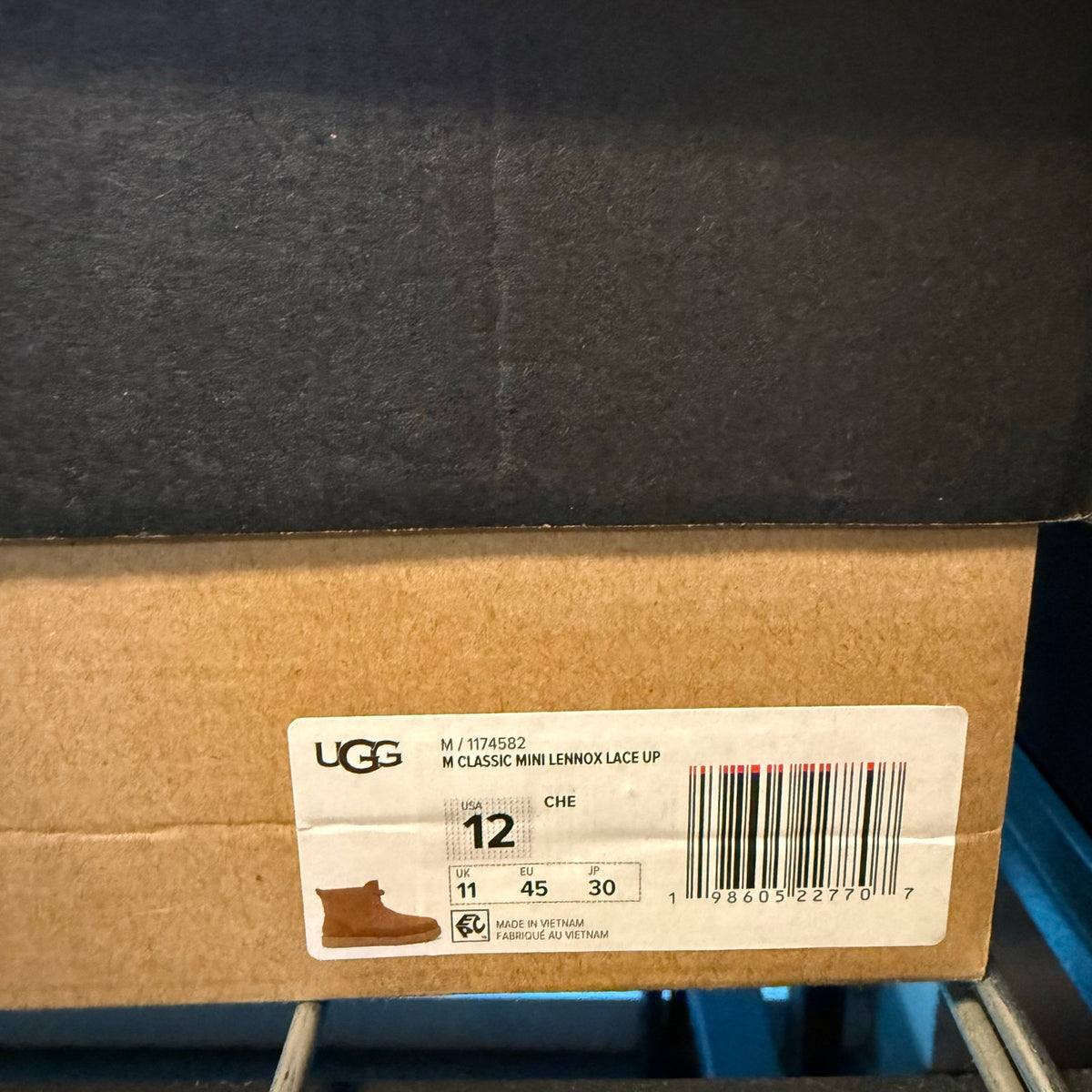 UGG MEN'S 12 CLASSIC MINI LENNOX LACE UP CHESTNUT 1174582 NIB