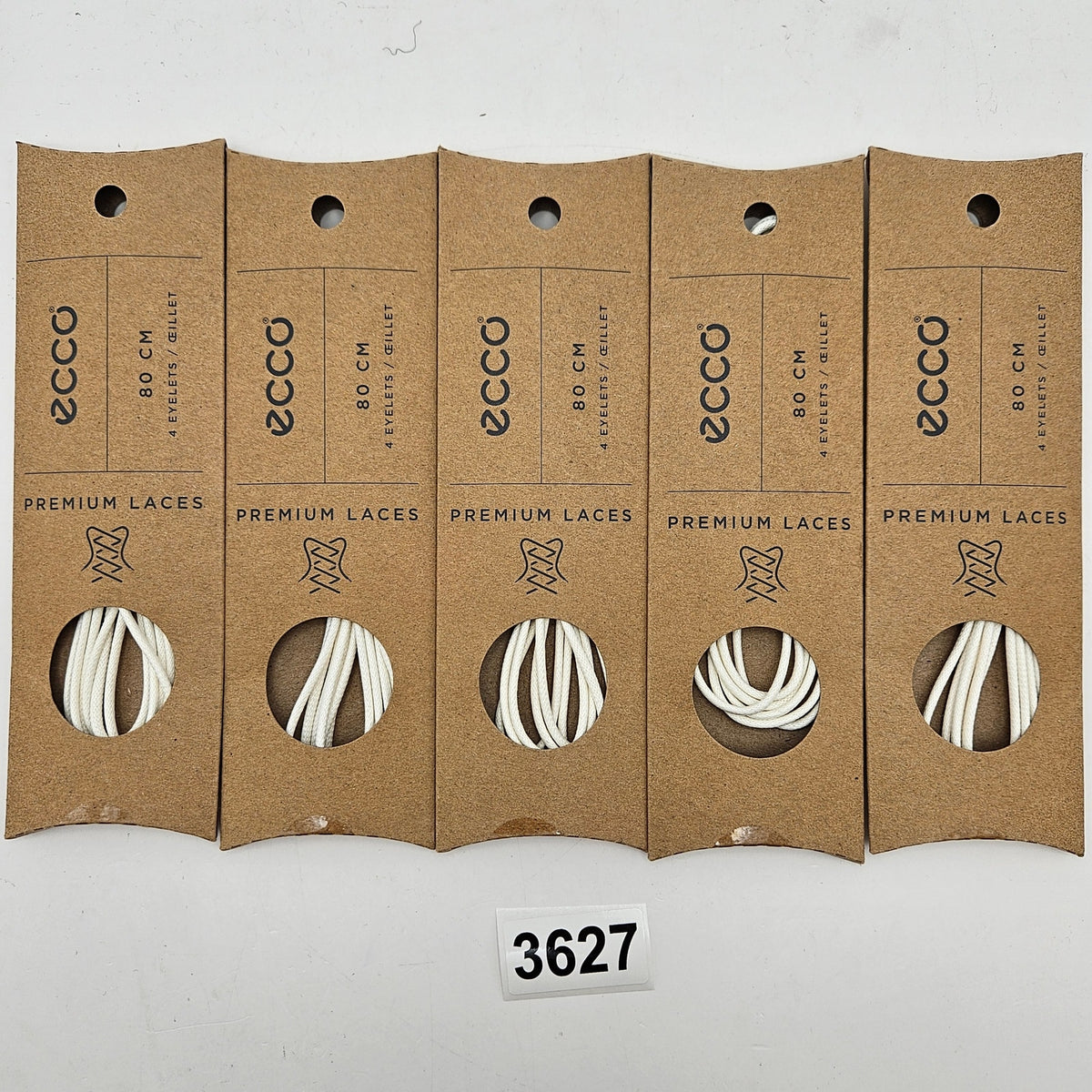 LOT OF 5 - ECCO PREMIUM LACES 80CM WHITE ROUND NIB 1X5 PAIRS
