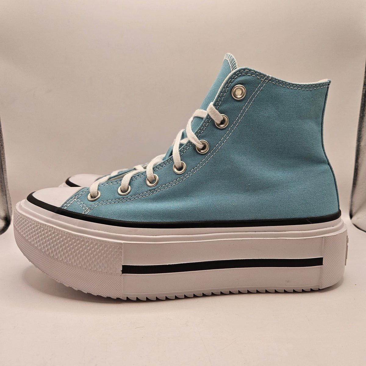 CONVERSE WOMEN'S 10 ALL STAR DOUBLE STACK PLATFORM HI TOP BLUE WHITE A115543C