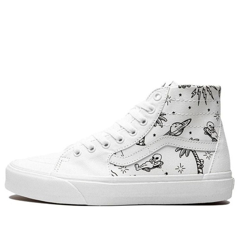 VANS MEN'S 11.5 SK8 HI TAPERED UNIDENTIFIED U PAINT WHITE SKATE SHOES NIB