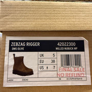 DR MARTENS WOMEN'S 7 ZEBZAG RIGGER DARK OLIVE MILLED NUBUCK WATERPROOF 42022300