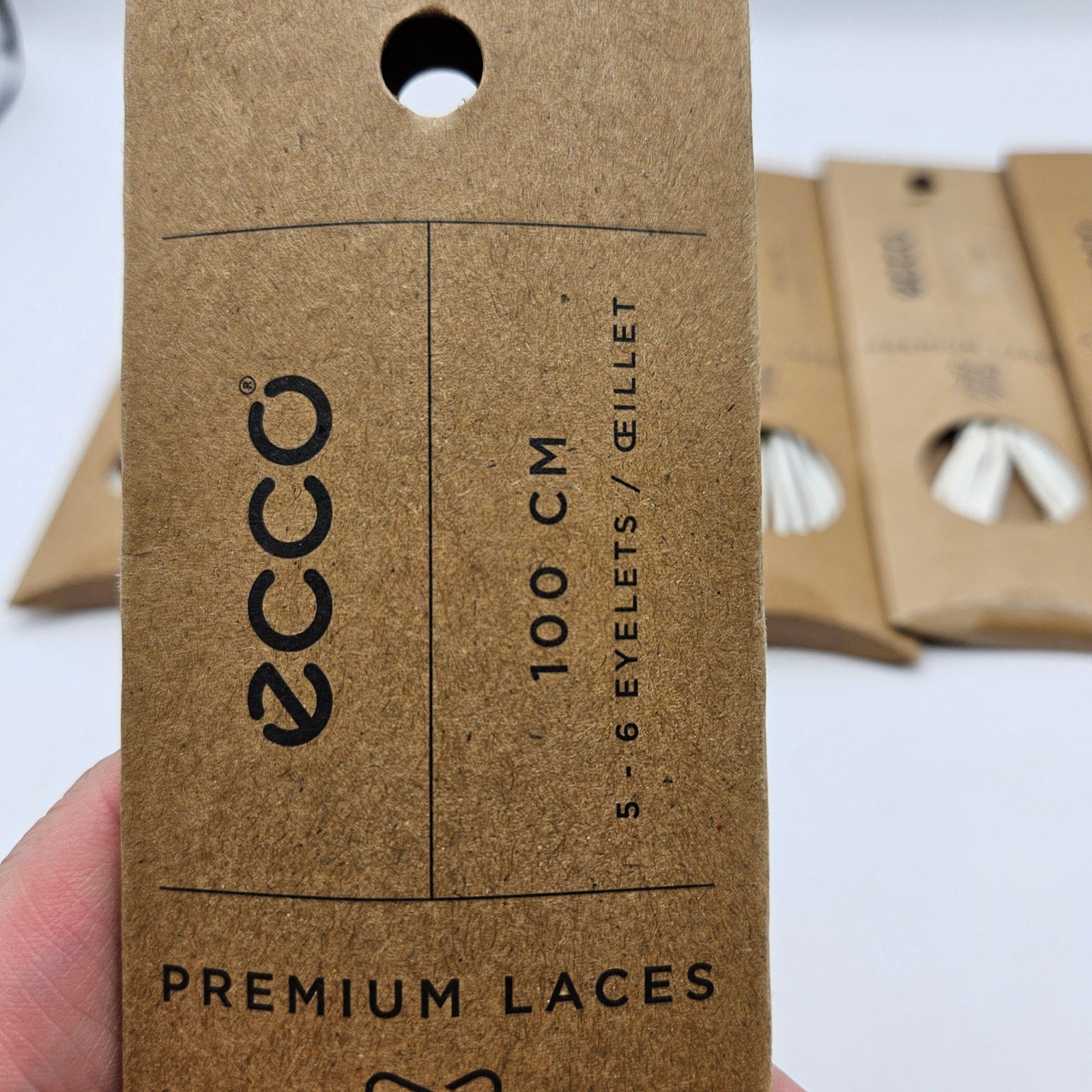 LOT OF 7 - ECCO PREMIUM LACES 100CM WHITE ROUND NIB 1X7 PAIRS