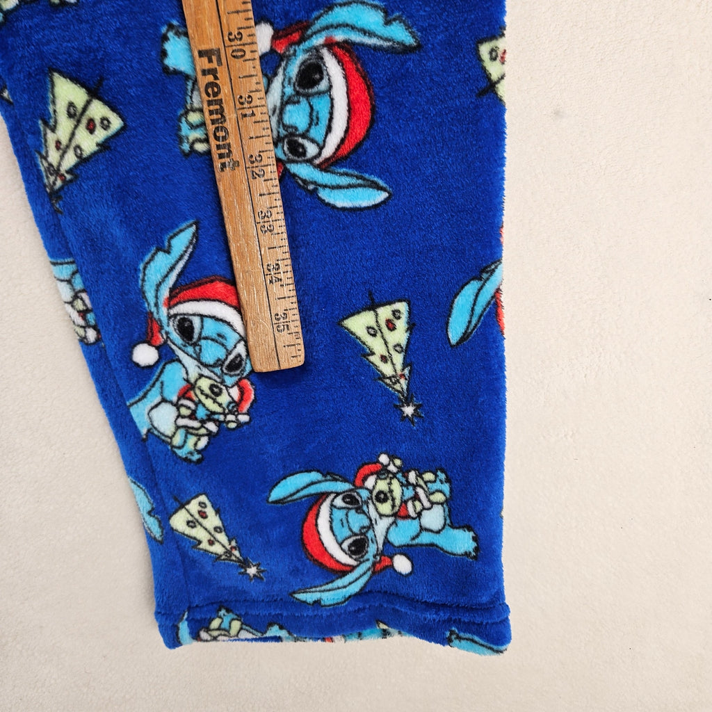 LILO STITCH CHRISTMAS SLEEPWEAR MEDIUM FLEECE PAJAMA PANTS BLUE NWOT