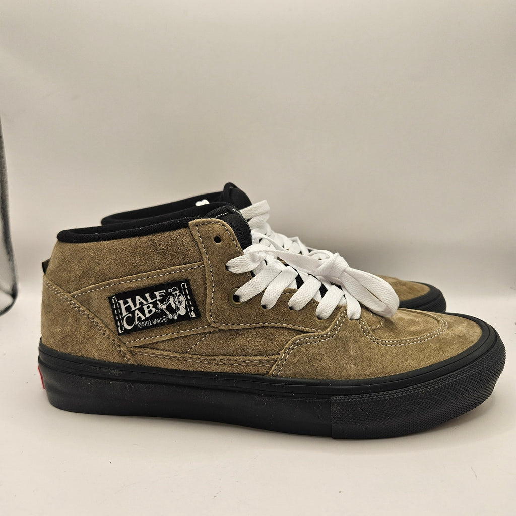 VANS MEN'S 7.5 RARE SKATE HALF CAB PIG SUEDE OLIVE BLACK NWOB