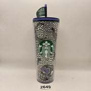 STARBUCKS 24oz SKULL GLOW IN THE DARK TUMBLER HALLOWEEN NWT