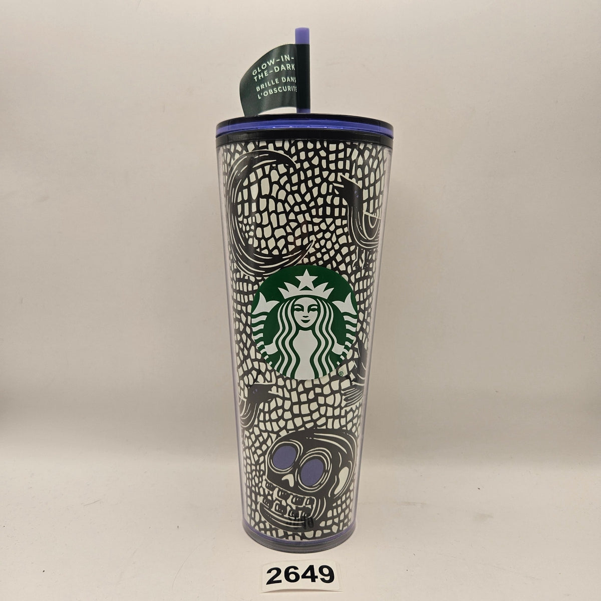 STARBUCKS 24oz SKULL GLOW IN THE DARK TUMBLER HALLOWEEN NWT