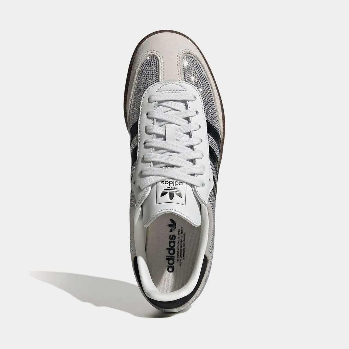 ADIDAS ORIGINALS WOMEN'S 10.5 SAMBA OG CRYSTAL WHITE RHINESTONES LOW TOP SNEAKER