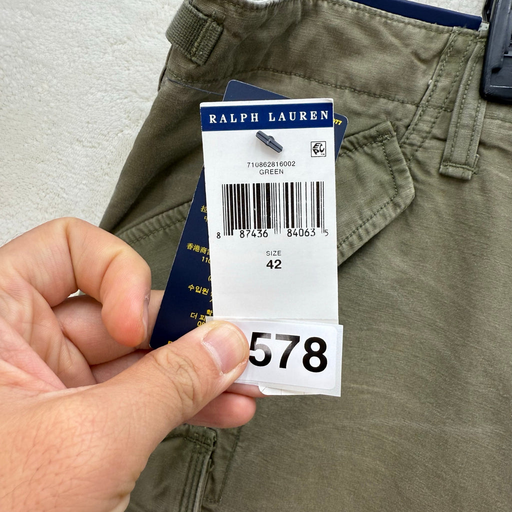 POLO RALPH LAUREN SIZE 42 UTILITY SURPLUS CHINO CARGO SHORTS OLIVE