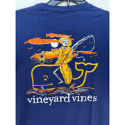 VINEYARD VINES MEN'S SMALL NAUTICAL NAVY FISHERMAN SKELETON LONG SLEEVE TEE