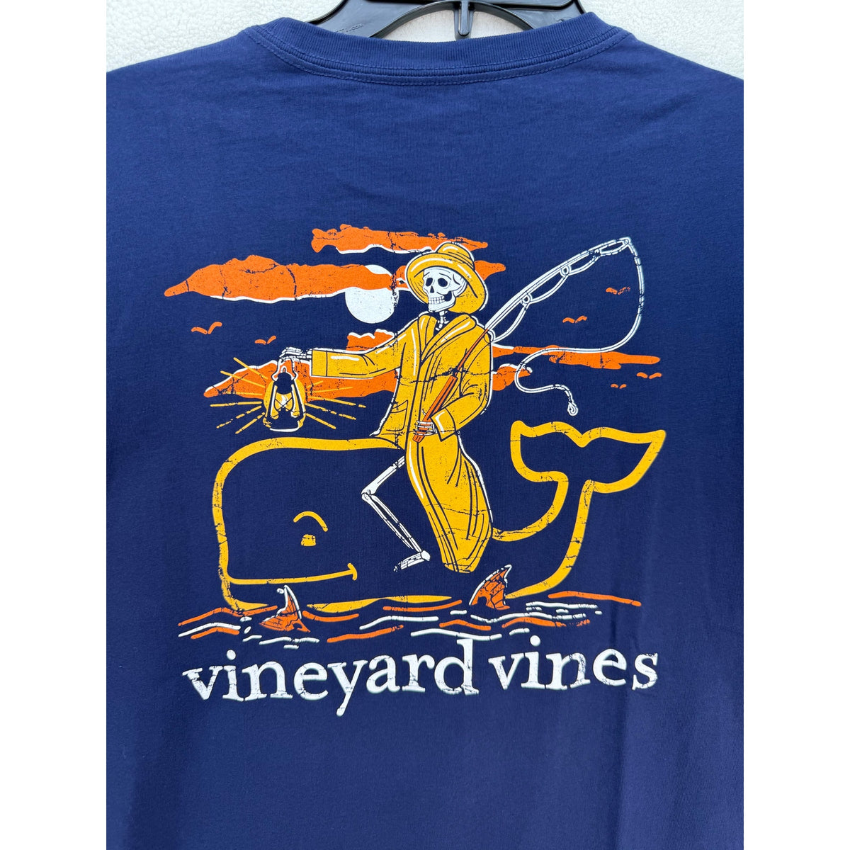 VINEYARD VINES MEN'S SMALL NAUTICAL NAVY FISHERMAN SKELETON LONG SLEEVE TEE
