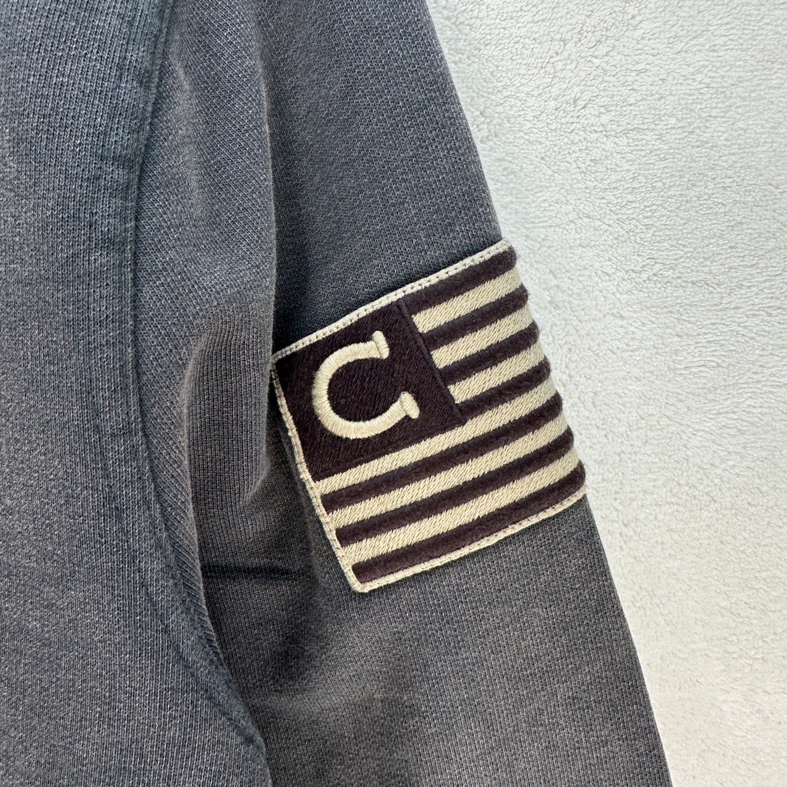 LUCKY BRAND X COLE HAUSER MEDIUM PATRIOT VINTAGE GREY HALF ZIP SWEATSHIRT