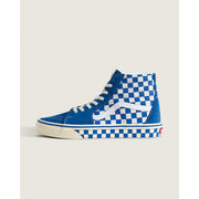 VANS MEN'S 10.5 SK8-HI CHECKERBOARD SIDEWALL CLASSIC BLUE HI TOP SKATEBOARDING