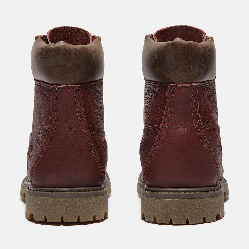 TIMBERLAND WOMEN'S 9.5 PREMIUM 6 IN LACE WATERPROOF BURGUNDY FULL GRAIN NIB