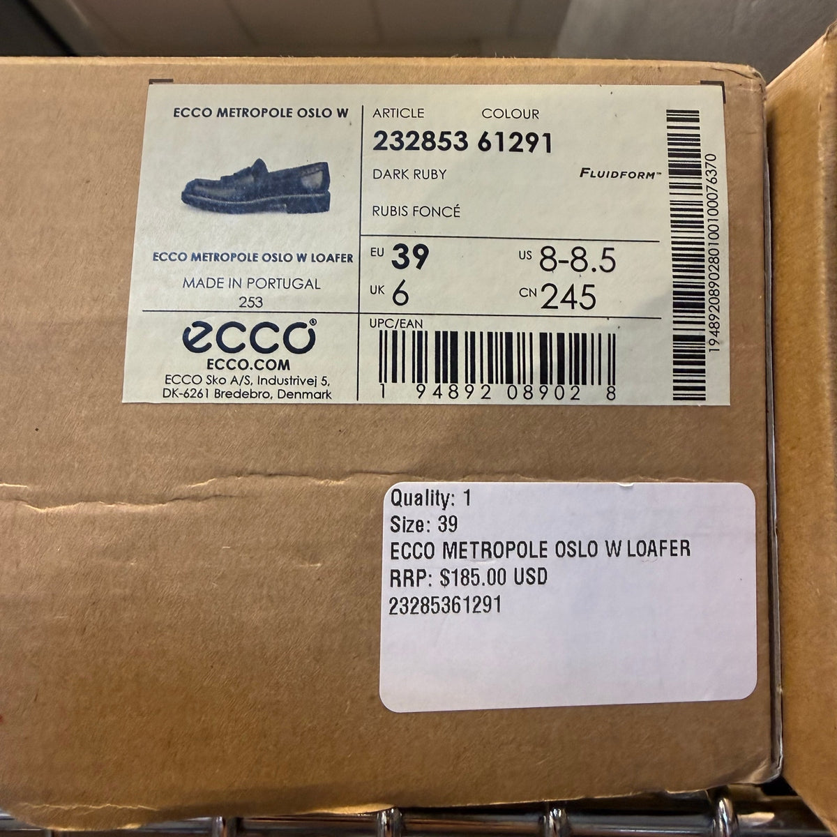 ECCO WOMEN'S 39 METROPOLE OSLO LOAFER MADE IN PORTUGAL NIB DARK RUBY 23285361291