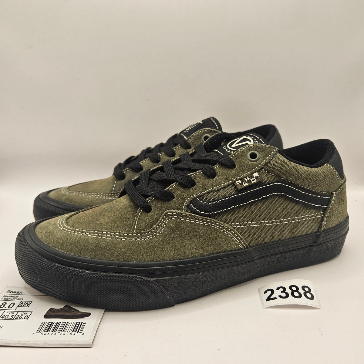 VANS MEN'S 8 ROWAN SKATE SHOES OLIVE GREEN BLACK NWOB