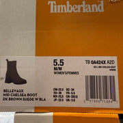 TIMBERLAND WOMEN'S 5.5 BELLEVAUX MID CHELSEA BOOT DK BROWN SUEDE NIB