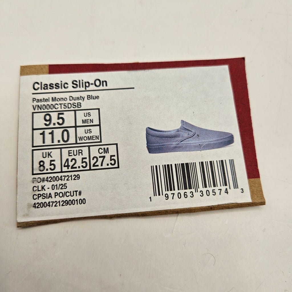 VANS MEN'S 9.5 CLASSIC SLIP ON PASTEL MONO DUSTY BLUE NWOB