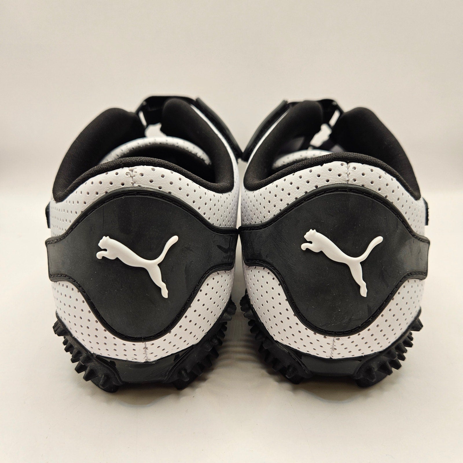 PUMA MOSTRO MEN'S 8.5 PERFORATED LEATHER PACK SNEAKERS WHITE BLACK 397331-01