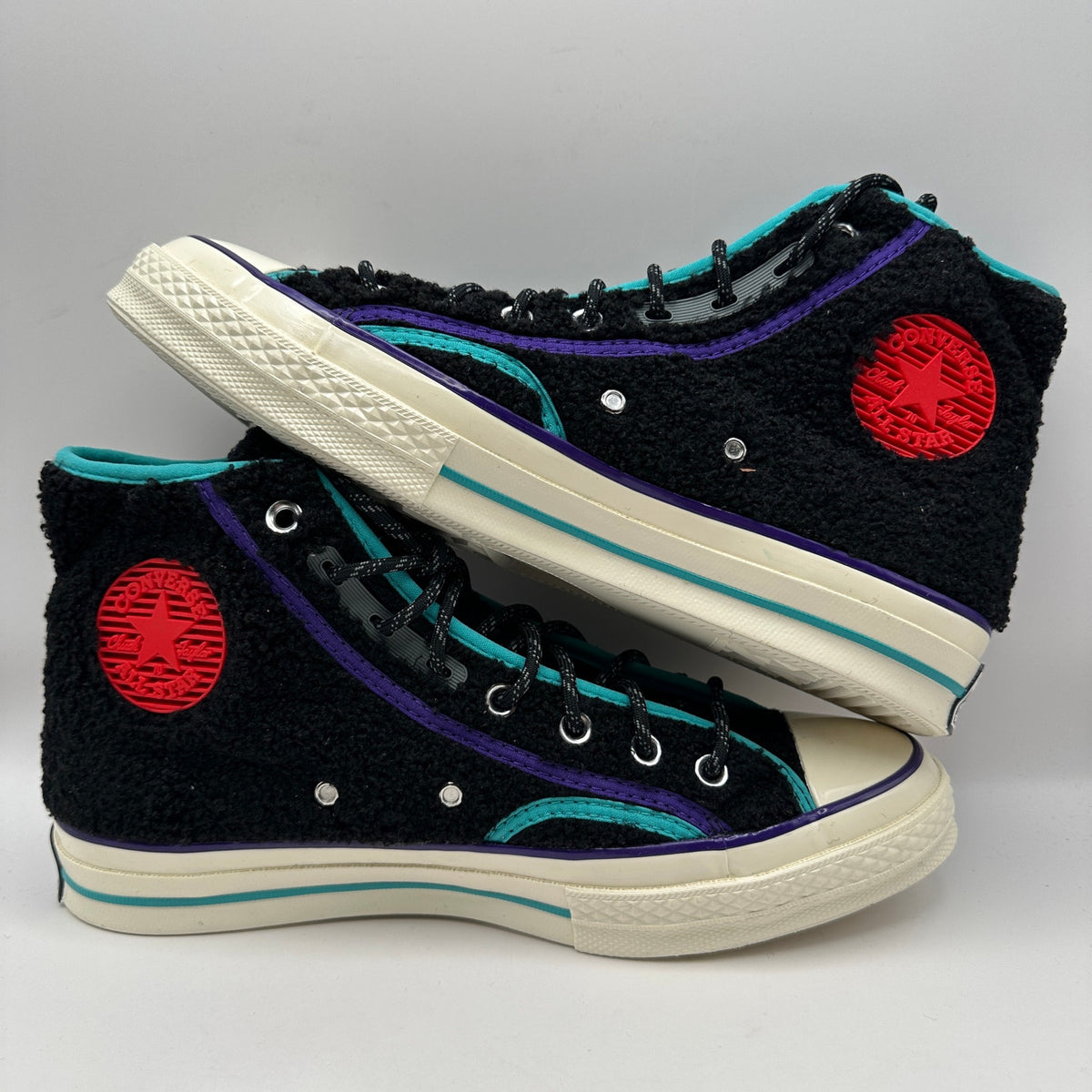 CONVERSE Men's 8.5 Chuck 1970 High Top Sherpa Teal Purple 169784C