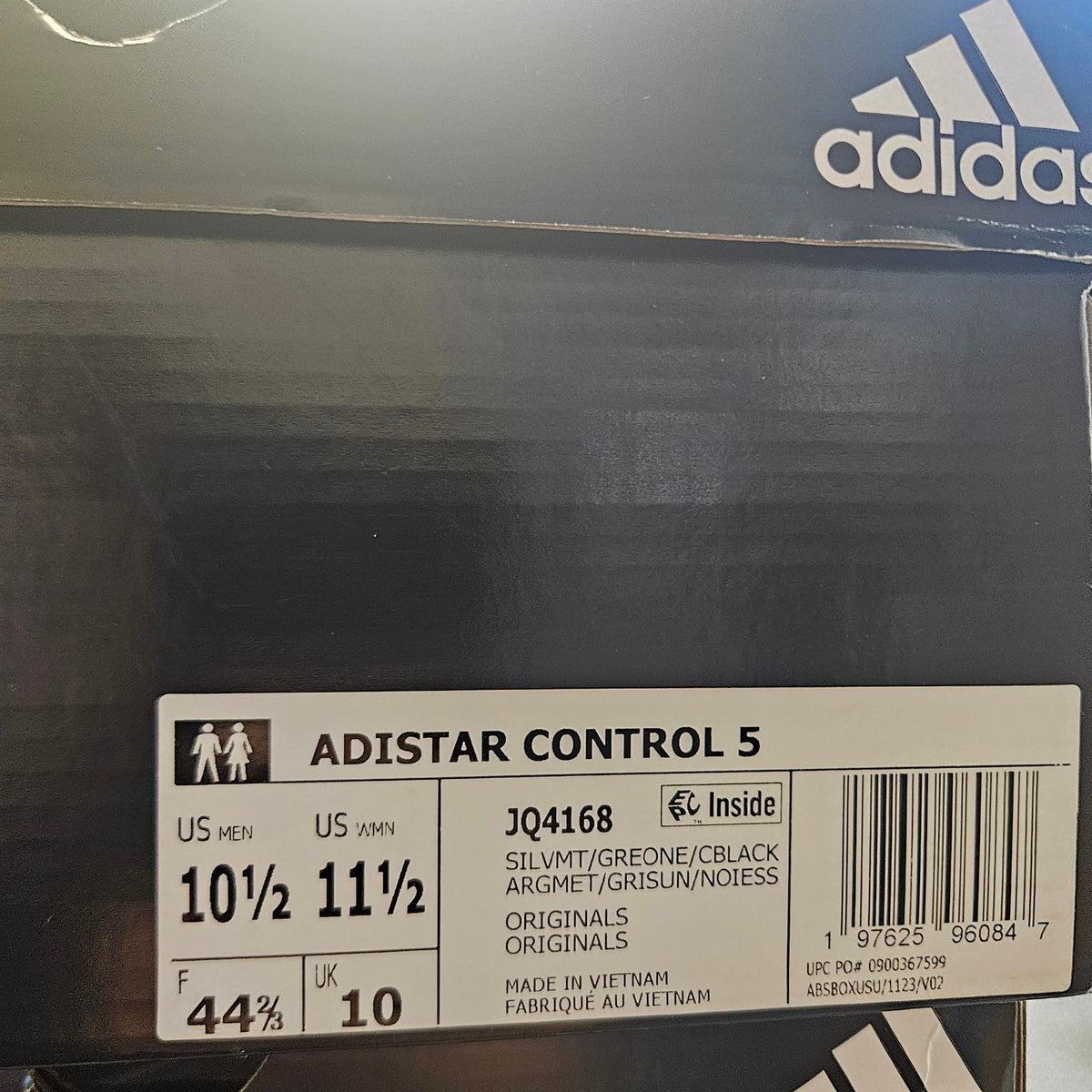 ADIDAS MEN'S 10.5 ADISTAR CONTROL 5 RUNNING SHOES METALLIC SILVER WHT JQ4168 NIB