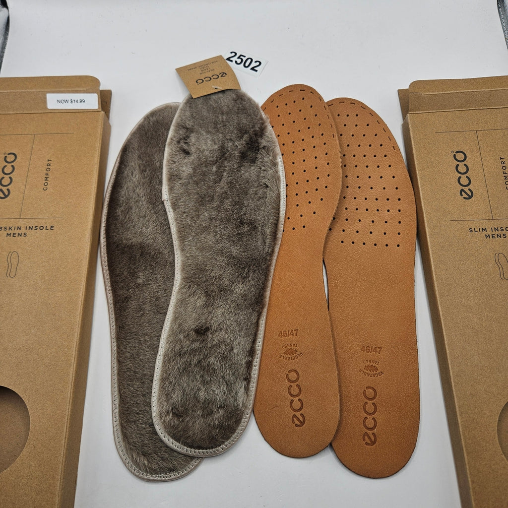 ECCO MEN'S 47 LOT OF 2 COMBO LAMBSKIN INSOLE + SLIM LEATHER INSOLE NIB