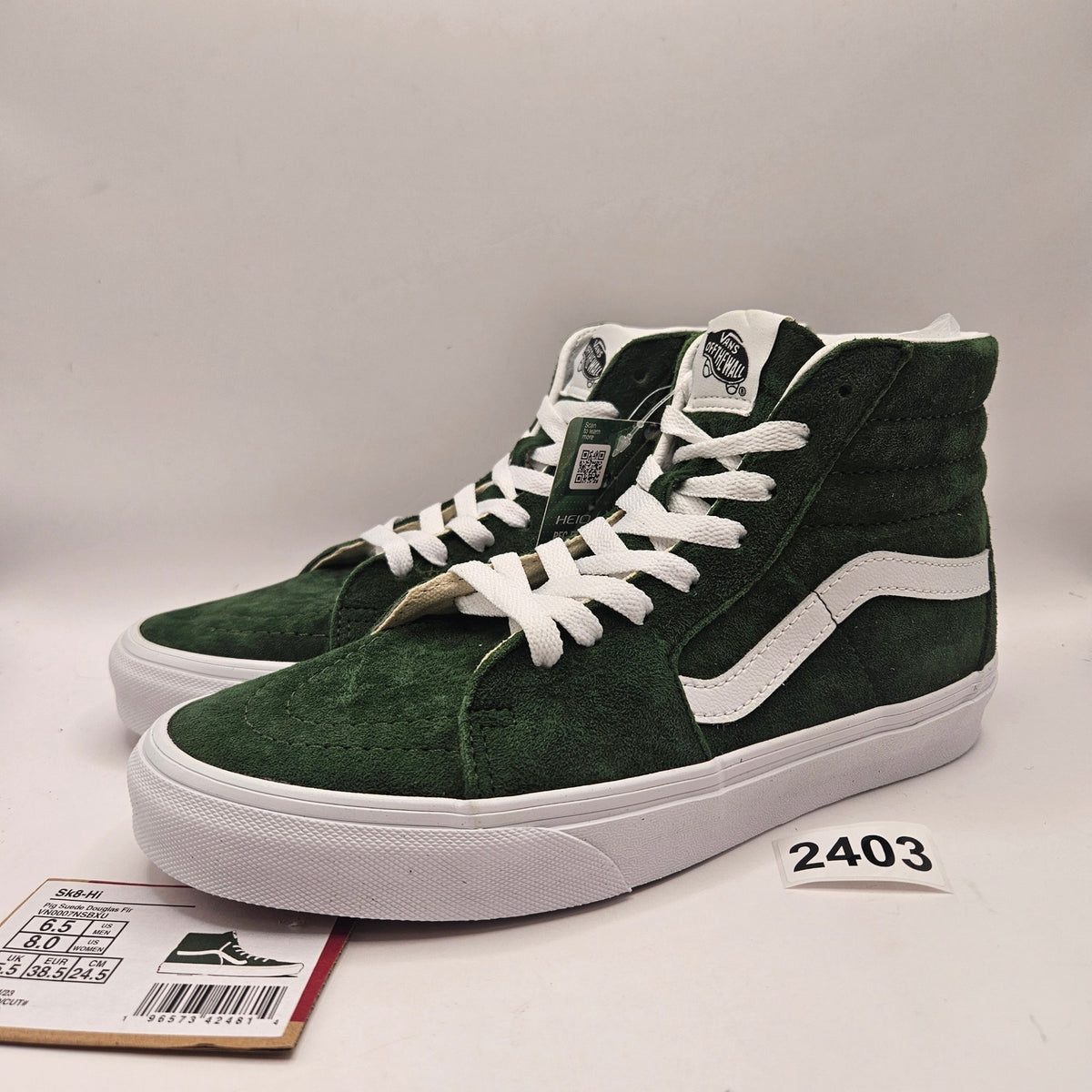VANS WOMEN'S 8 SK8 HI PIG SUEDE DOUGLAS FIR GREEN RARE NWOB