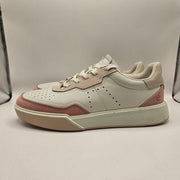 ECCO WOMEN'S 11-11.5 STREET COURT LEATHER TRAINER WHITE PINK NWOB