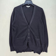 MADEWELL WOMEN'S LARGE BLACK TEXTURED KNIT OPEN FRONT BUTTON CARDIGAN SWEATER