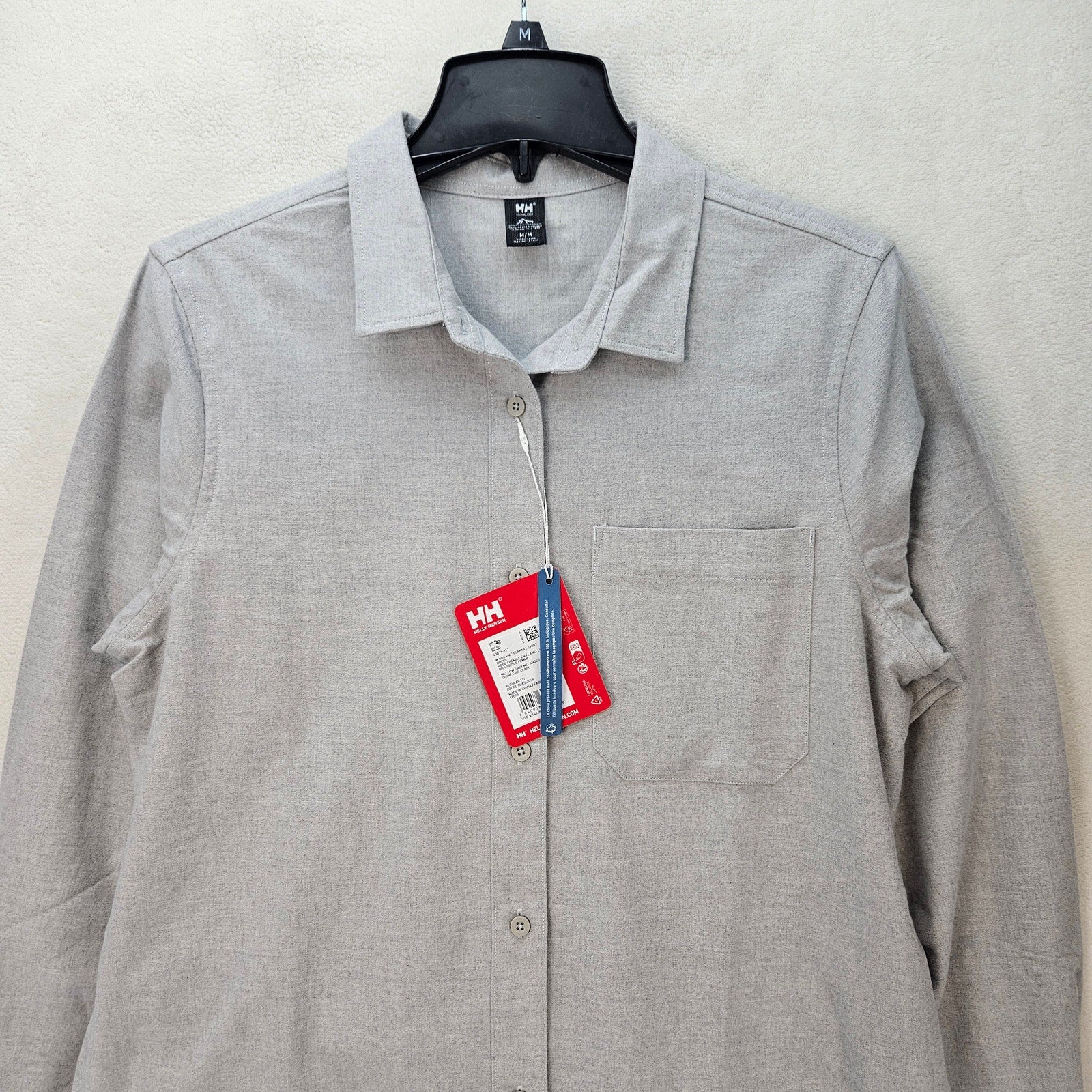 HELLY HANSEN WOMEN'S MEDIUM ORGANIC FLANNEL SHIRT DRESS MELLOW GREY NWT