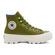 CONVERSE WOMEN'S 9 CHUCK TAYLOR ALL STAR GTX LUGGED LEATHER DARK MOSS GREEN