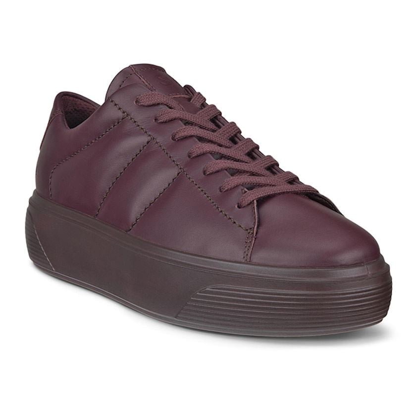 ECCO WOMEN'S 42 STREET PLATFORM LEATHER SNEAKER FIG MAROON NIB 21958351502 $195