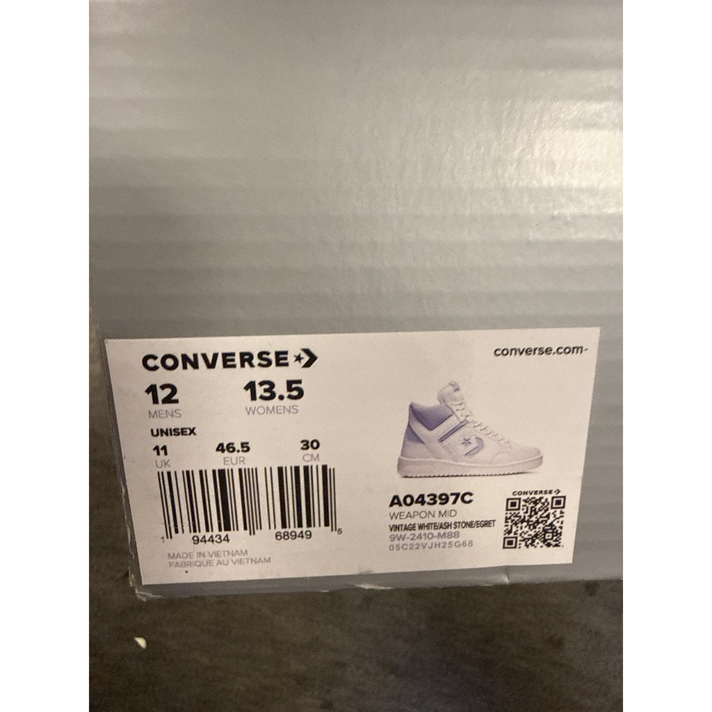 CONVERSE WEAPON MEN 12 MID VTG WHT ASH GREY OLD MONEY LARRY BIRD NWOB A04397C