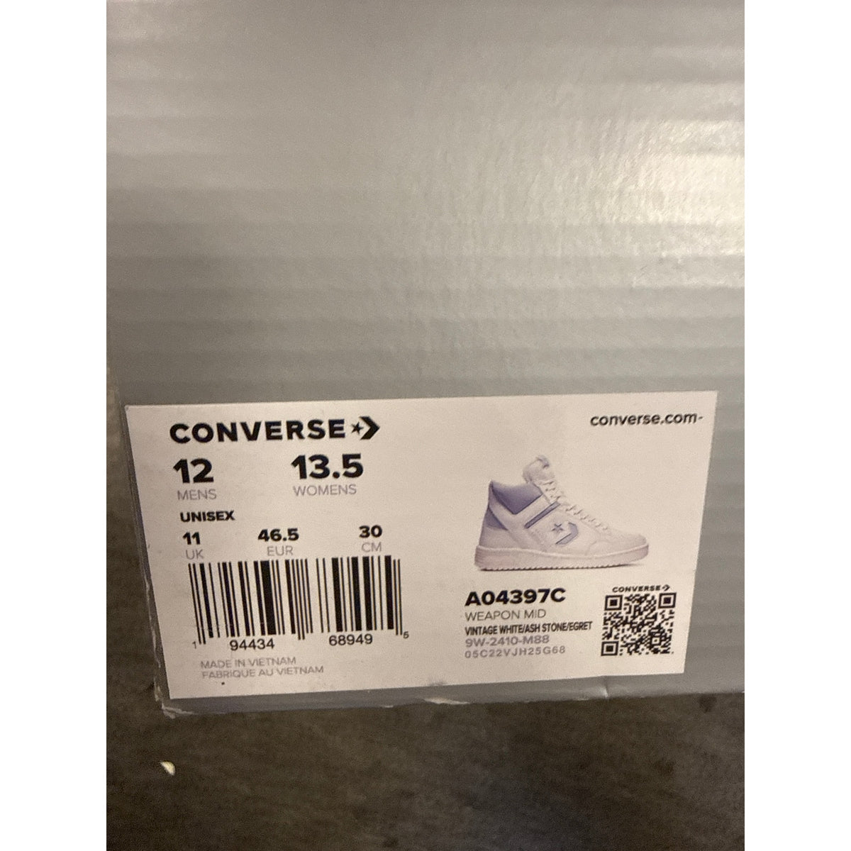 CONVERSE WEAPON MEN 12 MID VTG WHT ASH GREY OLD MONEY LARRY BIRD NWOB A04397C