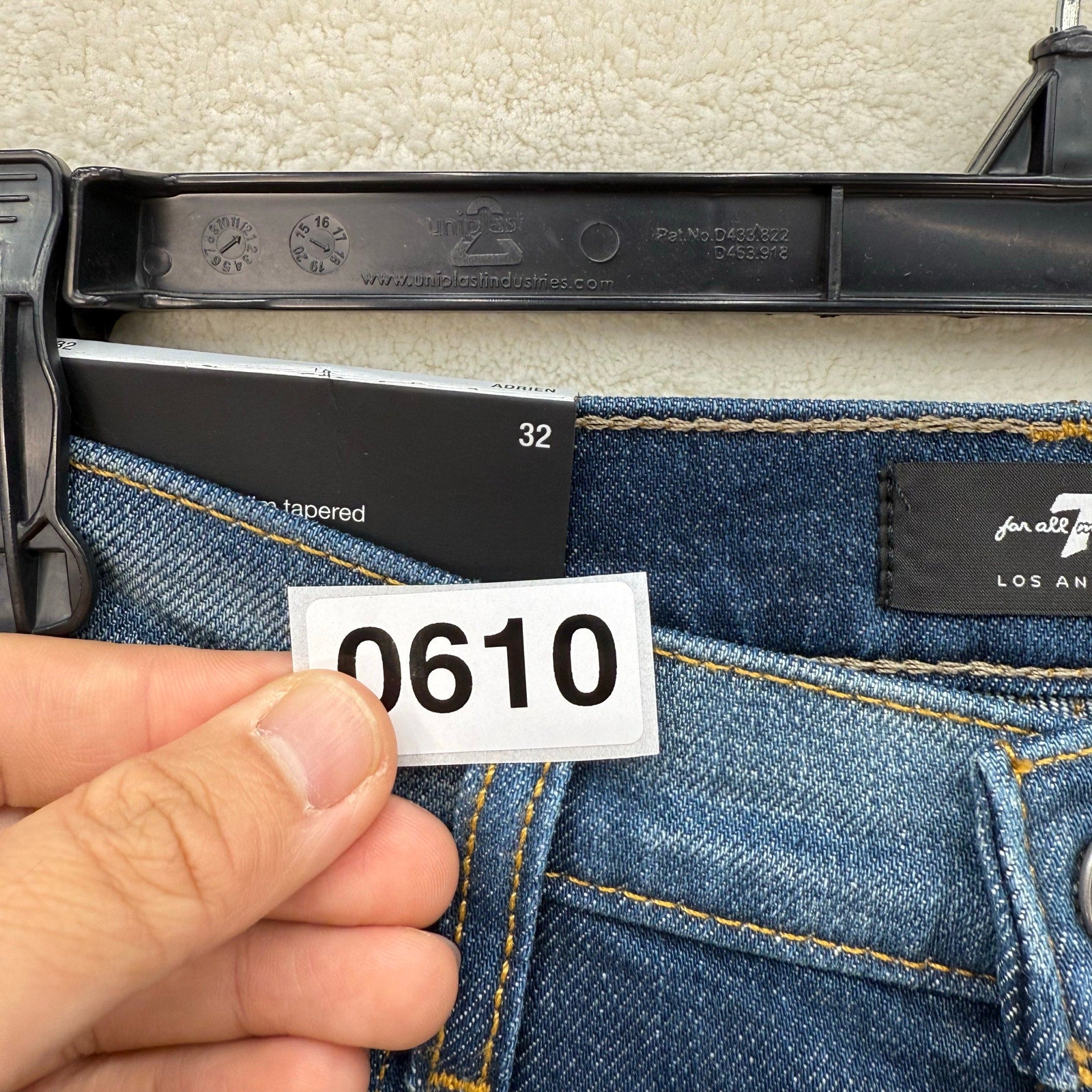 7 FOR ALL MANKIND MEN'S 32 ADRIEN HEMP SLIM TAPERED DARK JEANS