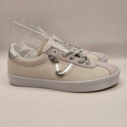 VANS WOMEN'S 6.5 SPORT LOW SUEDE HIGH SHINE WHITE GRAY LOW TOP SNEAKER