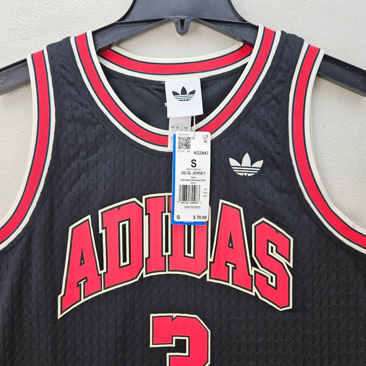 ADIDAS MEN'S SMALL ORIGINALS TREFOIL BLACK TANK SIDELINE JERSAEY KG2847 THICK