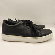 ECCO WOMEN'S 8.5 SOFT 60 LEATHER SNEAKER LOW TOP BLACK WHITE 58240401001